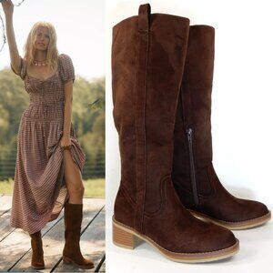 Seychelles Baylee Knee High Tall Boots Size 5.5 Chocolate Brown Faux Suede NEW